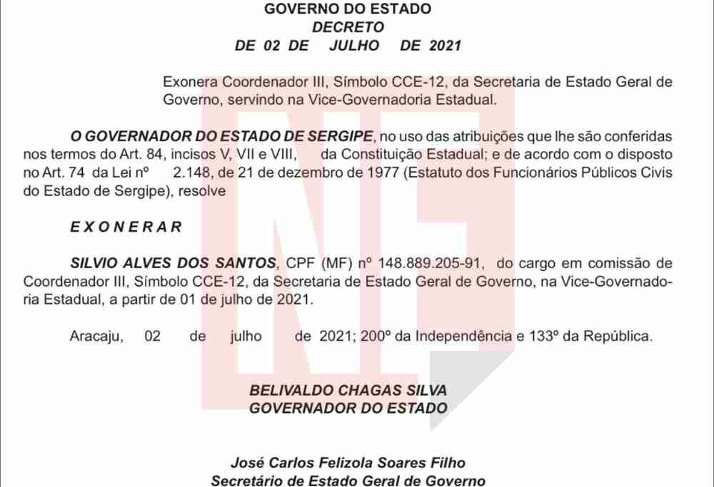 URGENTE! Belivaldo fecha aliança com André Moura; apelo de Mitidieri 1 belivaldo exonera silvio santos pt andre moura jul 2021