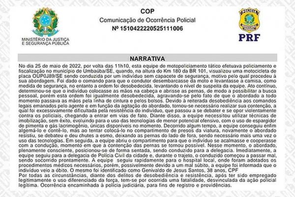 boletim agentes prf genivaldo mai 2022