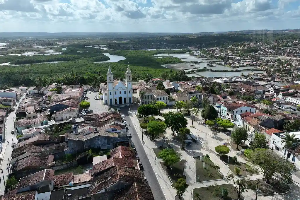 Vista aérea da cidade histórica de São Cristóvão, em Sergipe