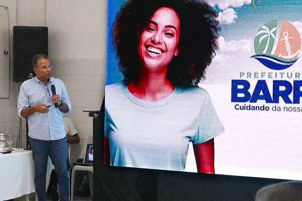 Diego Gonzaga durante apresentação da nova identidade da Prefeitura da Barra dos Coqueiros 16/01/2025