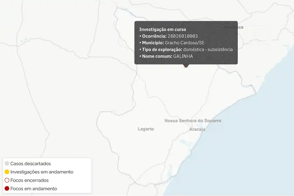 Sergipe investiga caso suspeito de gripe aviária em granja de Gracho Cardoso