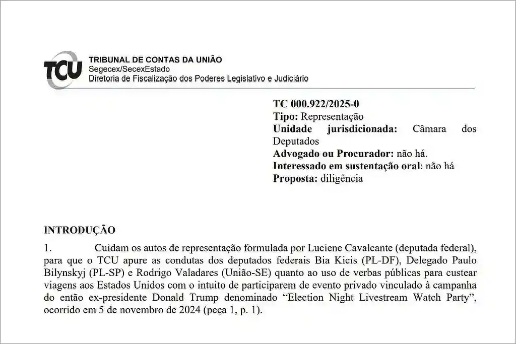 Parlamentares bolsonaristas são investigados pelo Tribunal de Constas da União por viagem paga com dinheiro público a festa de Donald Trump