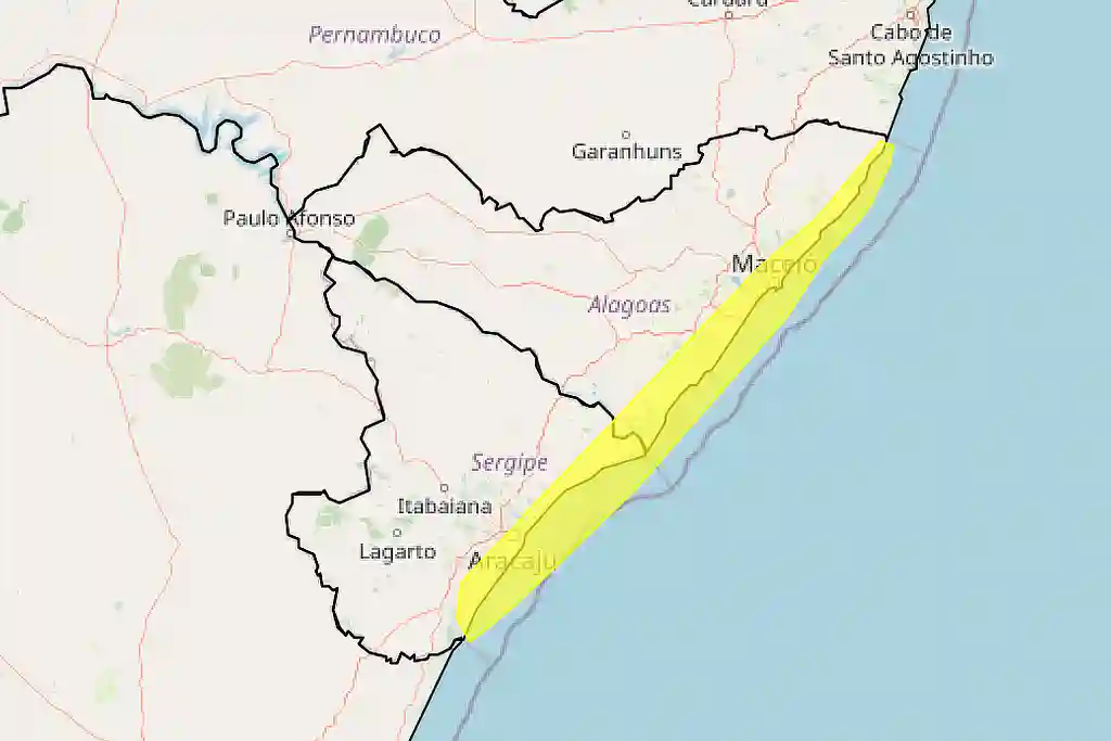 Inmet alerta para chuvas em 14 cidades de Sergipe