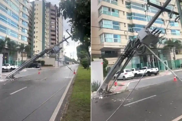 Ônibus colide com poste e deixa bairro Jardins sem energia em Aracaju