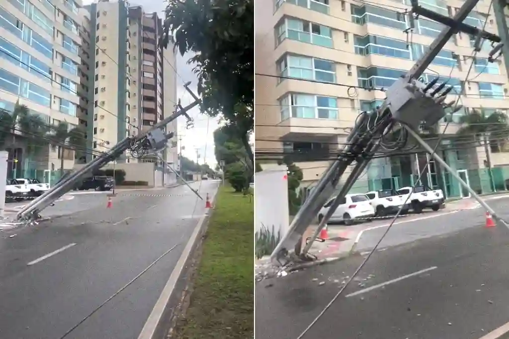 Ônibus colide com poste e deixa bairro Jardins sem energia em Aracaju