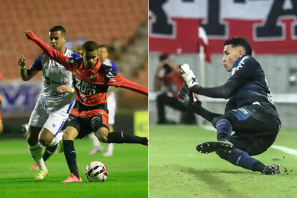 Confiança e Ituano. Goleiro Roke, do Santa Cruz, em partida contra o Sergipe