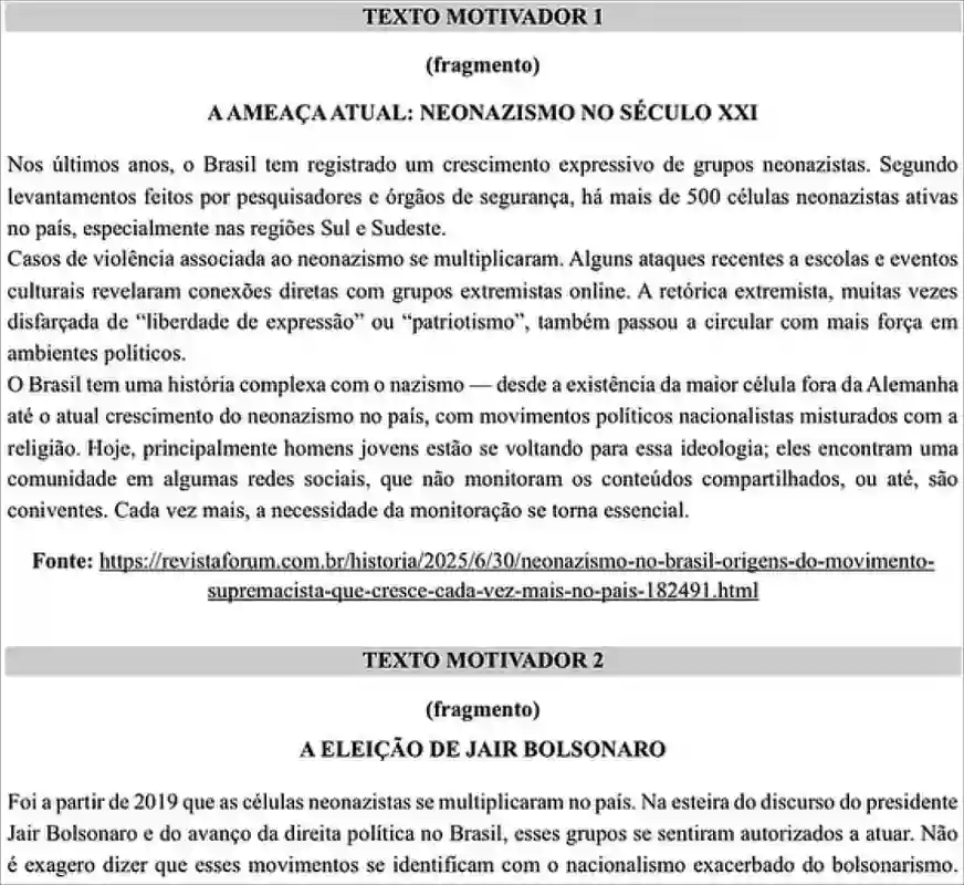 UFS cancela redação que citava Bolsonaro e neonazismo