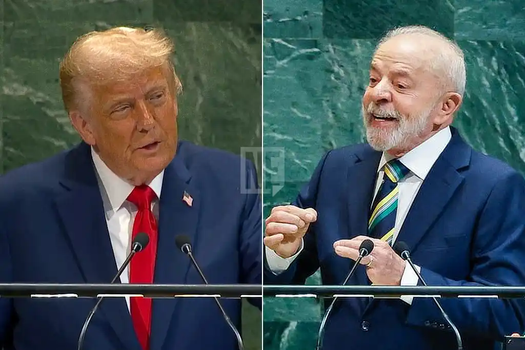 Trump e Lula durante discursos na Assembleia-Geral da Organização das Nações Unidas (ONU) - 23/09/2025