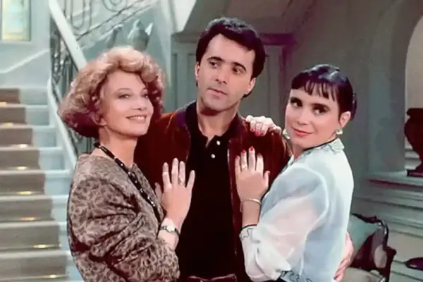 Os atores Glória Menezes, Tony Ramos e Regina Duarte na novela 'Rainha da sucata' da TV Globo (1990)