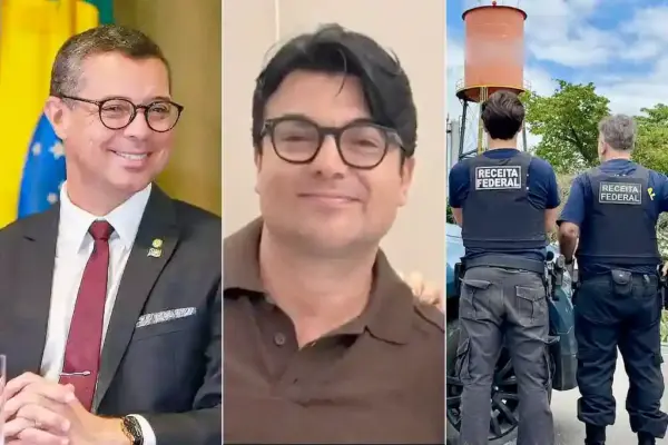 Fábio Mitidieri, André David e agentes da Receita Federal durante operação no Rio