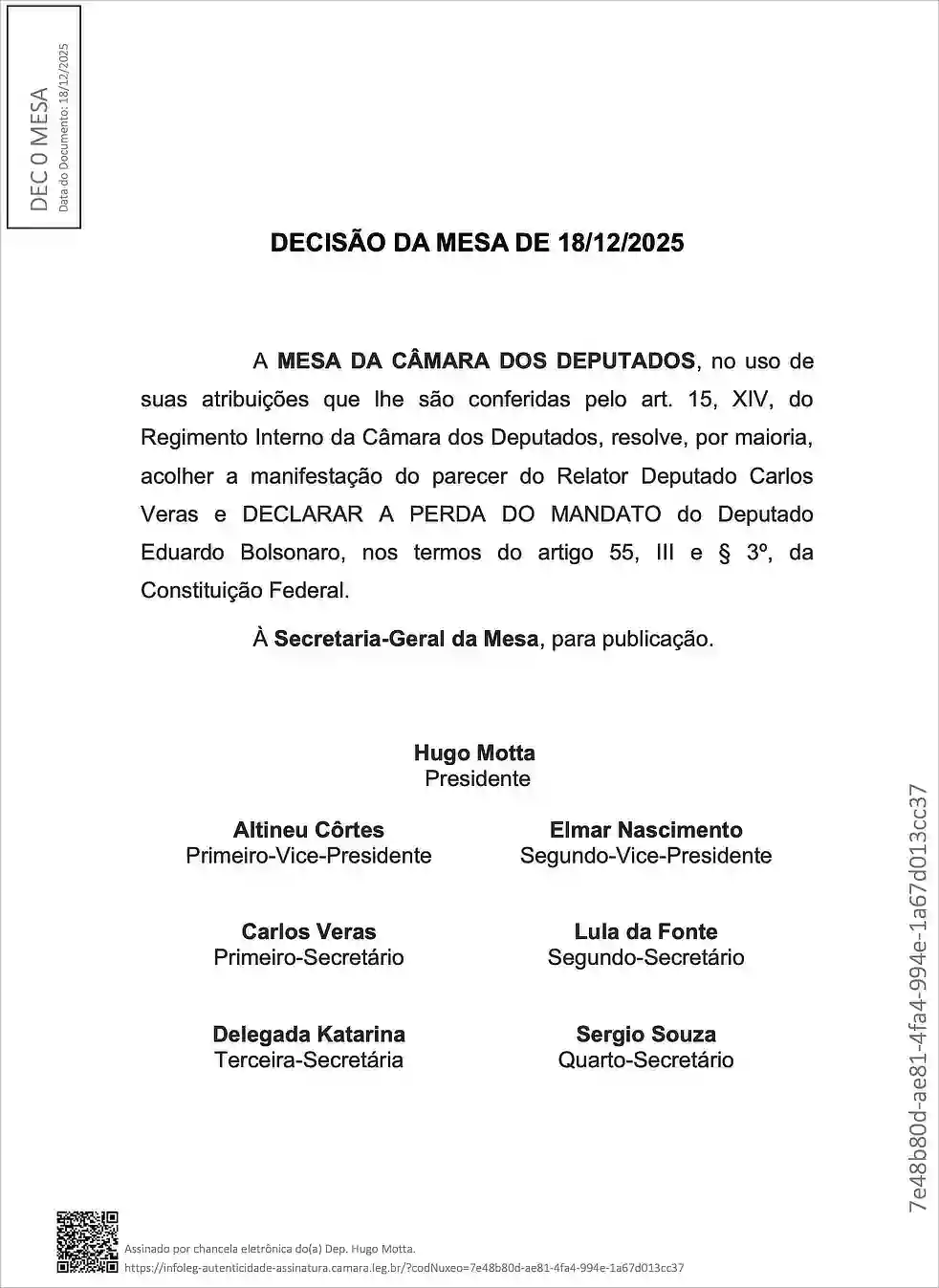 Mesa da Câmara cassa mandatos de Eduardo Bolsonaro e Ramagem