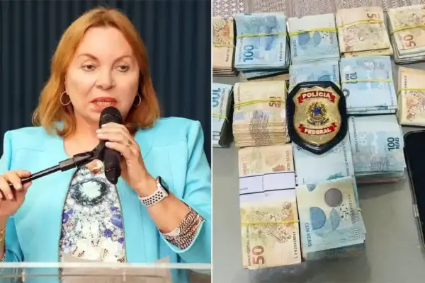 deputada federal Maria Gorete Pereira e o dinheiro apreendido pela PF na Operação Indébito