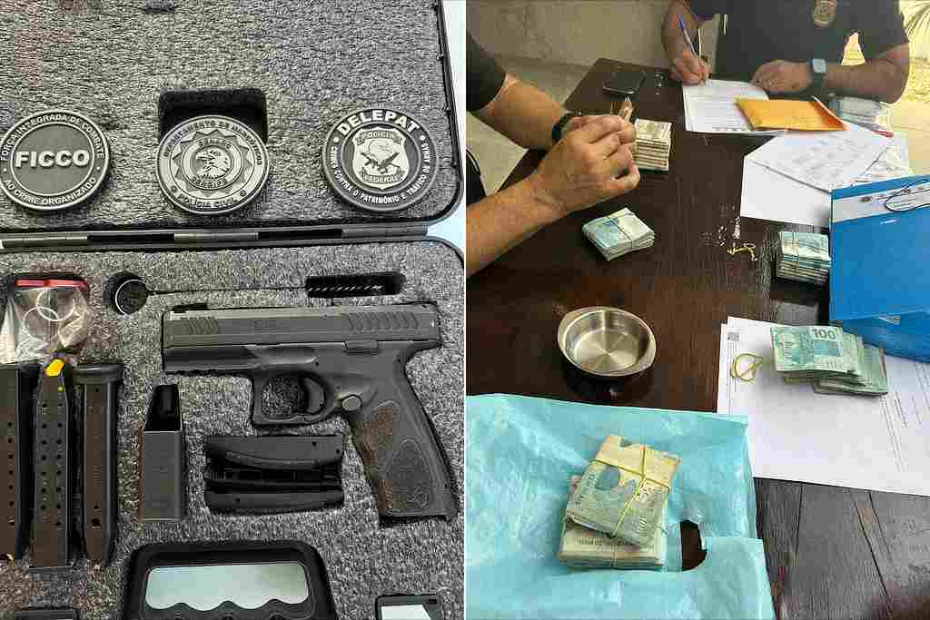Armas e dinheiro apreendidos durante operação da FICCO/SE