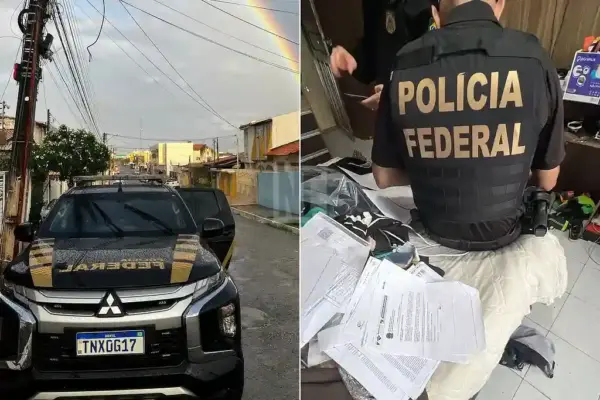 Agentes da PF durante operação que mira esquema de atestados falsos em fraude no INSS em Sergipe