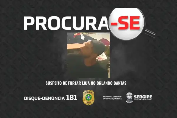Foto de suspeito de dois furtos em loja na zona sul de Aracaju