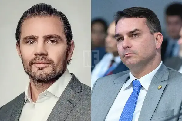 Fotos do ex-banqueiro Daniel Vorcaro e o senador Flávio Bolsonaro