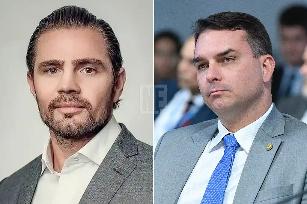 Fotos do ex-banqueiro Daniel Vorcaro e o senador Flávio Bolsonaro
