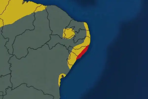 Mapa do Climatempo alerta para chuvas em Sergipe