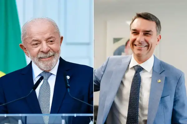 Presidente da República, Luiz Inácio Lula da Silva e o senador e pré-candidato Flávio Bolsonaro