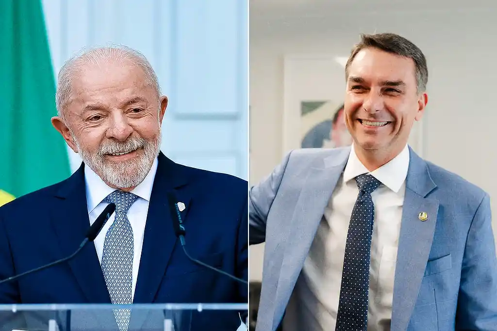 Datafolha: Lula tem 41% e Flávio Bolsonaro, 31% no 1º turno 1 Presidente da República, Luiz Inácio Lula da Silva e o senador e pré-candidato Flávio Bolsonaro