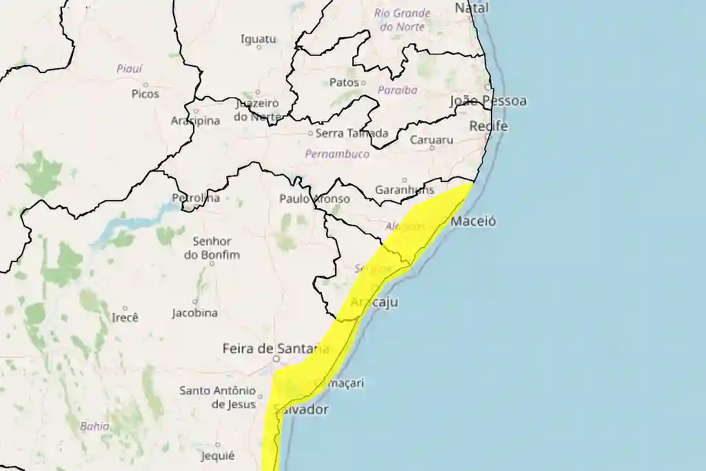 Alerta para chuvas e ventos fortes em Aracaju até esta quarta 1 Aviso do INMET sobre possibilidade de chuvas em Aracaju e região litorânea do nordeste