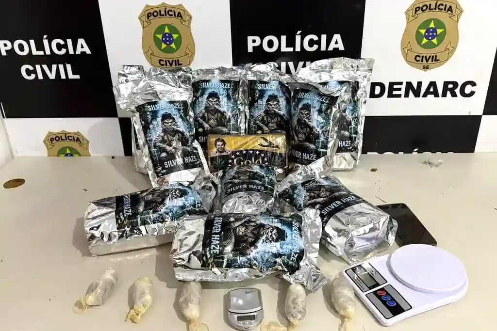 6 kg de de flor de maconha apreendidos com motoboy preso em flagrante em Nossa Senhora do Socorro, Sergipe