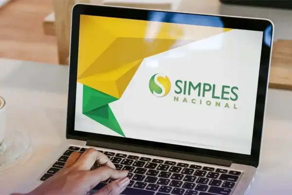 Pessoa utilizando o computador visualizando o sistema do Simples Nacional